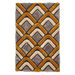 Noble House NH8199 Plush Geometric 3D Chevron Hand-Carved High-Density Acrylic Shaggy Grey/Yellow Rug