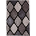 Noble House NH9247 Plush Geometric 3D Diamond Hand-Carved High-Density Acrylic Shaggy Black/Grey Rug