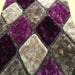 Noble House NH9247 Plush Geometric 3D Diamond Hand-Carved High-Density Acrylic Shaggy Grey/Purple Rug