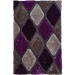 Noble House NH9247 Plush Geometric 3D Diamond Hand-Carved High-Density Acrylic Shaggy Grey/Purple Rug