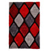 Noble House NH9247 Plush Geometric 3D Diamond Hand-Carved High-Density Acrylic Shaggy Grey/Red Rug