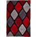 Noble House NH9247 Plush Geometric 3D Diamond Hand-Carved High-Density Acrylic Shaggy Grey/Red Rug