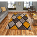 Noble House NH9247 Plush Geometric 3D Diamond Hand-Carved High-Density Acrylic Shaggy Grey/Yellow Rug