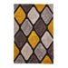 Noble House NH9247 Plush Geometric 3D Diamond Hand-Carved High-Density Acrylic Shaggy Grey/Yellow Rug