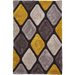 Noble House NH9247 Plush Geometric 3D Diamond Hand-Carved High-Density Acrylic Shaggy Grey/Yellow Rug