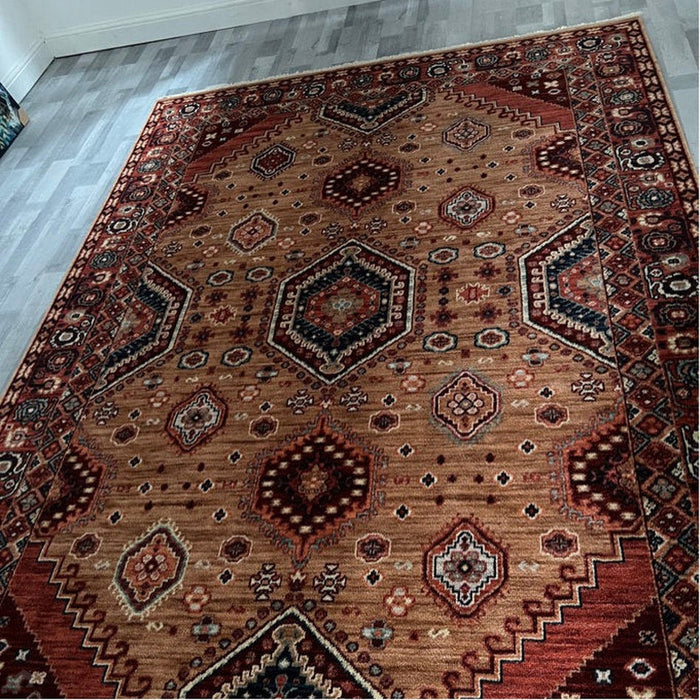 Nomad 4150 V Traditional Persian Medallion Border Wool Rust/Terra/Red/Multicolour Low Flat-Pile Rug