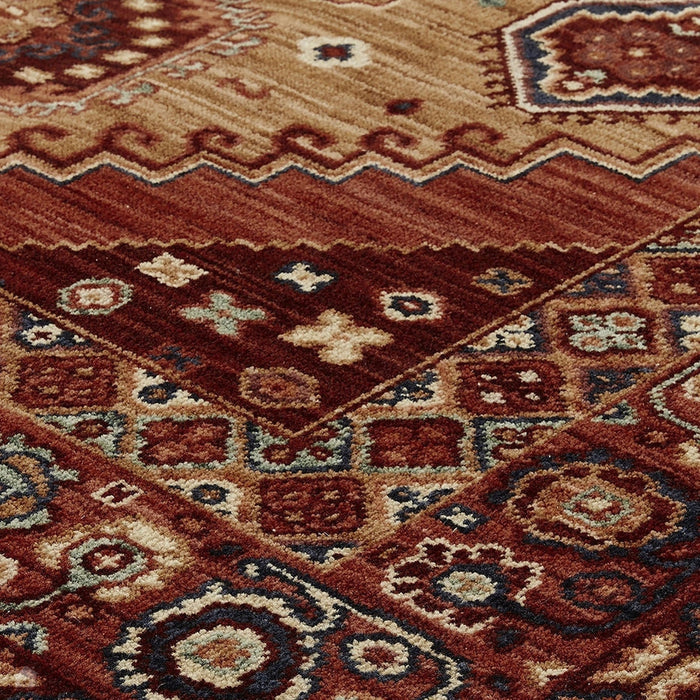 Nomad 4150 V Traditional Persian Medallion Border Wool Rust/Terra/Red/Multicolour Low Flat-Pile Rug