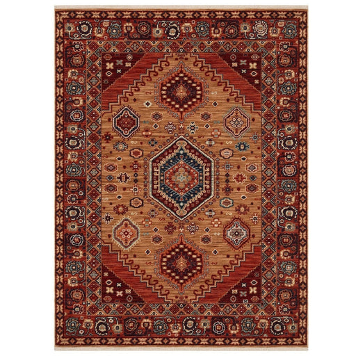 Nomad 4150 V Traditional Persian Medallion Border Wool Rust/Terra/Red/Multicolour Low Flat-Pile Rug