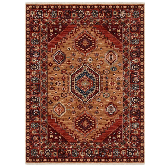 Nomad 4150 V Traditional Persian Medallion Border Wool Rust/Terra/Red/Multicolour Low Flat-Pile Rug