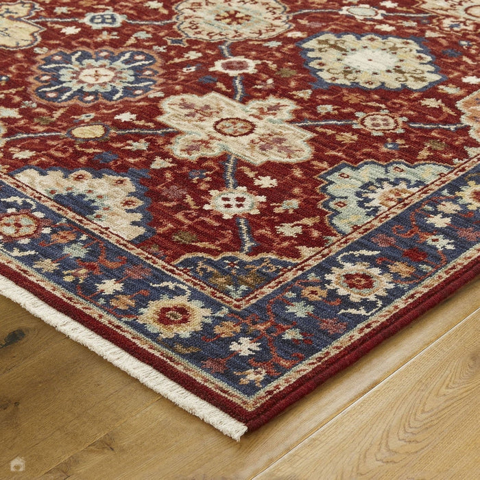 Nomad 4601 S Traditionele Perzische Border Wol Rood/Blauw/Crème/Meerkleurig Laag Platpolig Tapijt