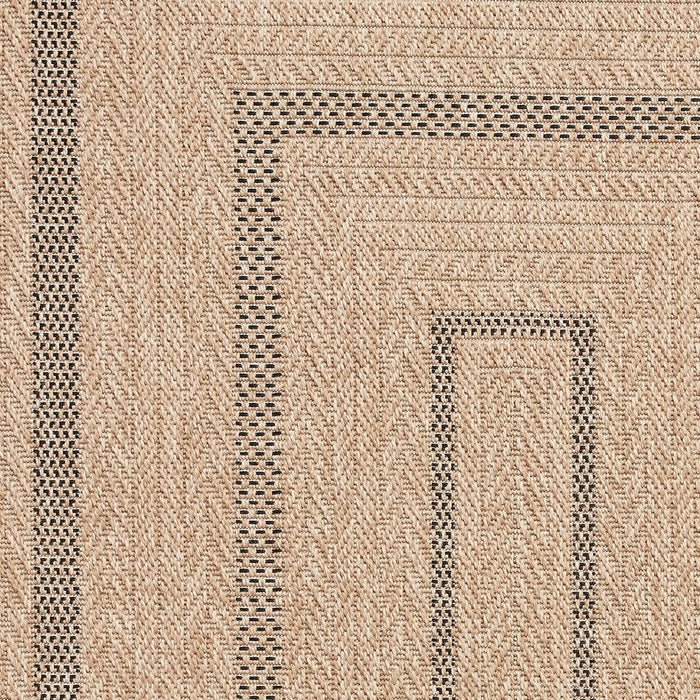 Nomad 5021 Jute-Look Durable Stain-Resistant Weatherproof Flatweave In-Outdoor Black/Brown Rug