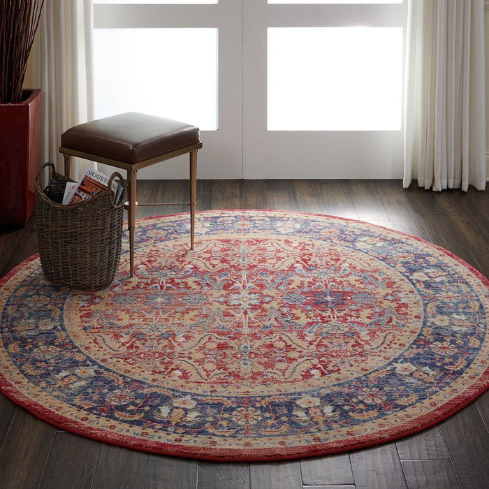 Nourison Ankara ANR02 Red Circle Round Rug