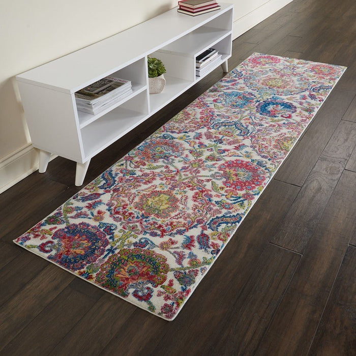 Nourison Ankara ANR06 Ivory Blue Runner Rug