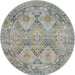 Nourison Ankara ANR07 blauwgroen rond rond vloerkleed