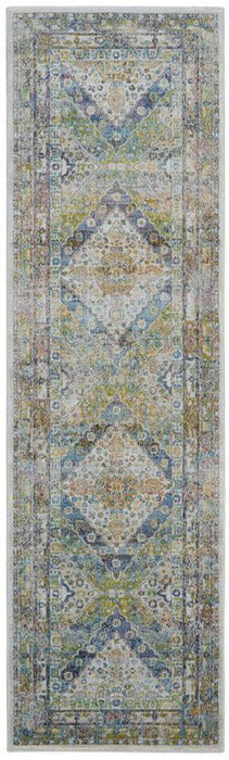 Tappeto runner Nourison Ankara ANR07 blu verde