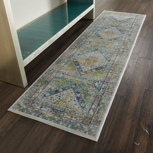 Nourison Ankara ANR07 blauwgroen loperdeken