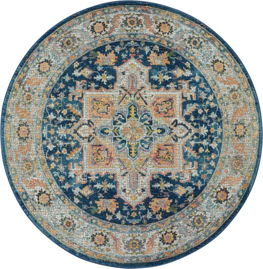 Nourison Ankara ANR11 Blue Medallion pyöreä matto