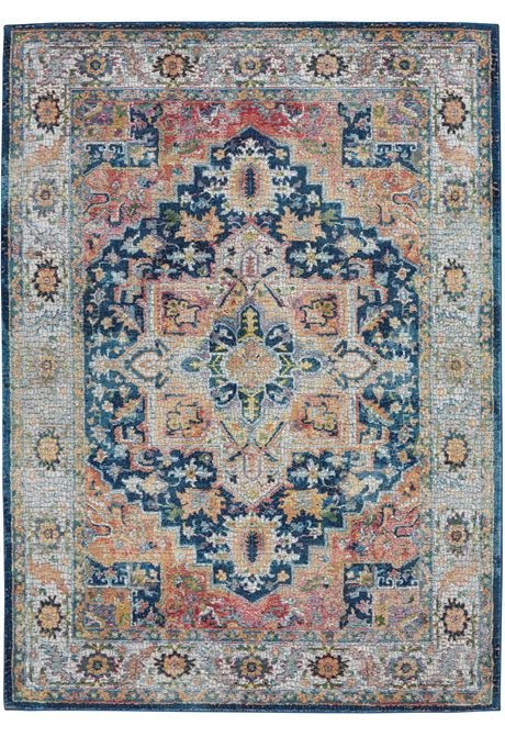 Tappeto Nourison Ankara ANR11 con medaglione blu