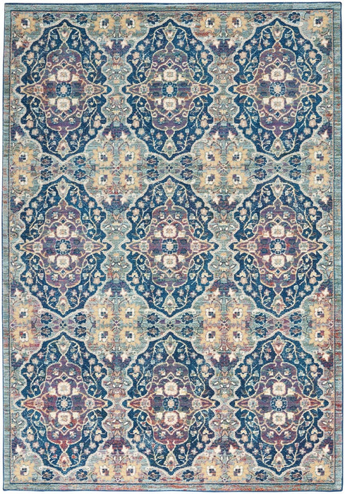 Nourison Ankara ANR16 marineblauw veelkleurig vloerkleed