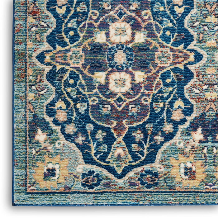 Nourison Ankara ANR16 marineblauw veelkleurig loperdeken