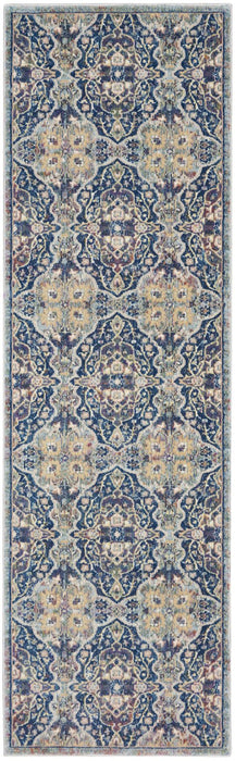 Nourison Ankara ANR16 marineblauw veelkleurig loperdeken