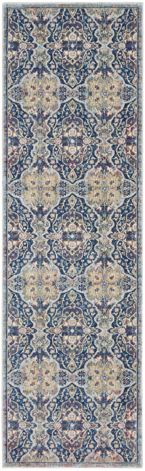 Nourison Ankara ANR16 marineblauw veelkleurig loperdeken