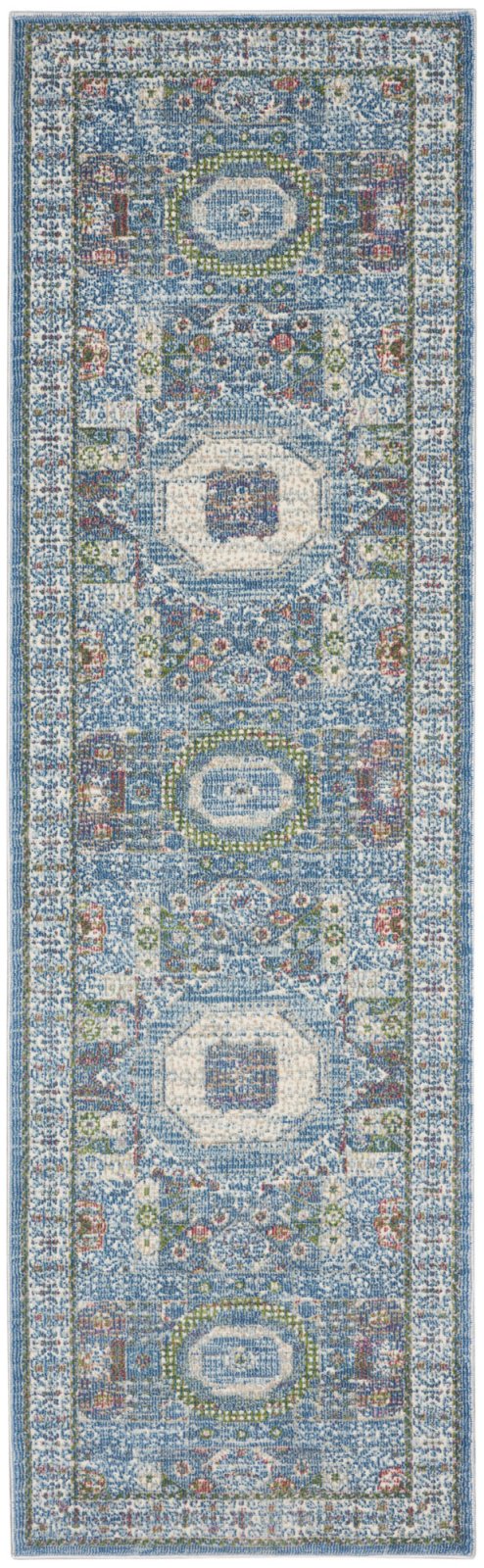 Tappeto runner Nourison Ankara ANR17 avorio azzurro