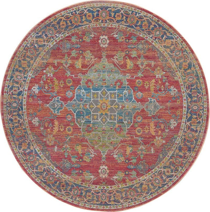 Nourison Ankara Global ANR01 rond vloerkleed met meerdere cirkels