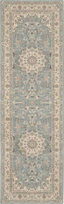 Nourison Living Treasures LI15 Aqua/Ivory Runner Rug