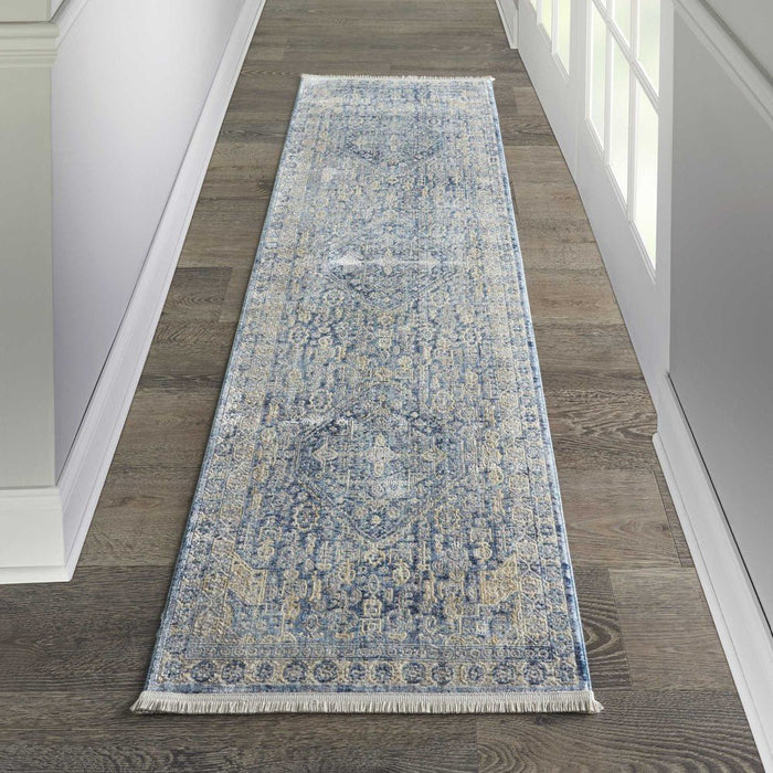 Nourison Lustrous Weave LUW02 Tappeto runner blu/avorio