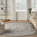 Nourison Lynx LNX01 Ivory Charcoal Round Rug