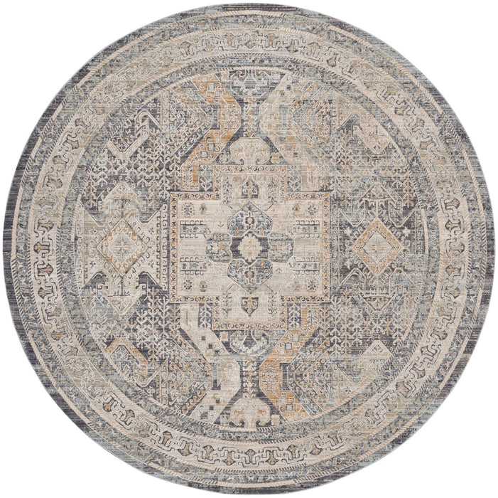 Nourison Lynx LNX01 Ivory Charcoal Round Rug