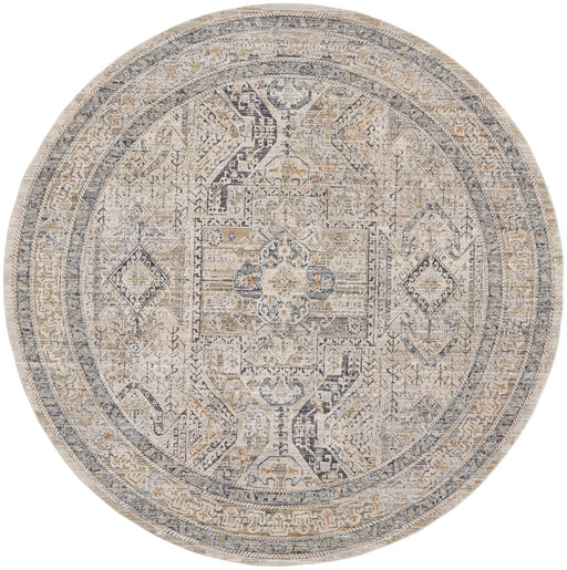 Nourison Lynx LNX01 Ivory Grey Blue Round Rug