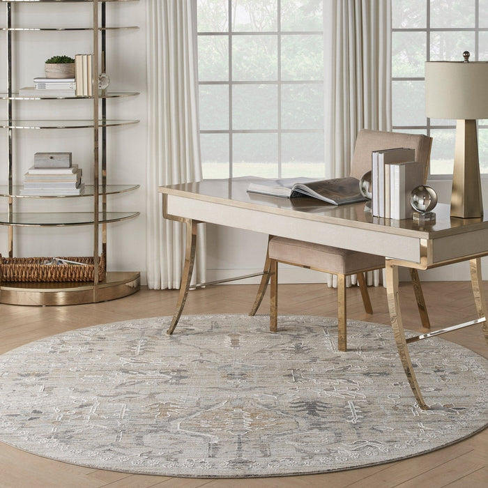 Nourison Lynx LNX02 Ivory Taupe Round Rug