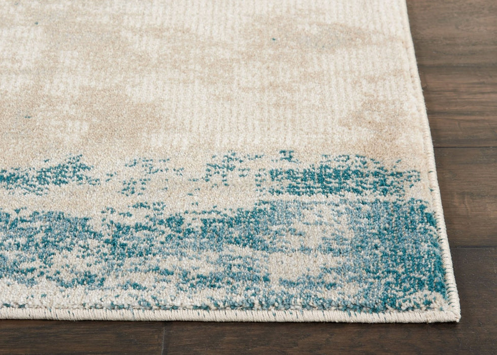 Nourison Maxell MAE13 Ivory Teal Runner Rug