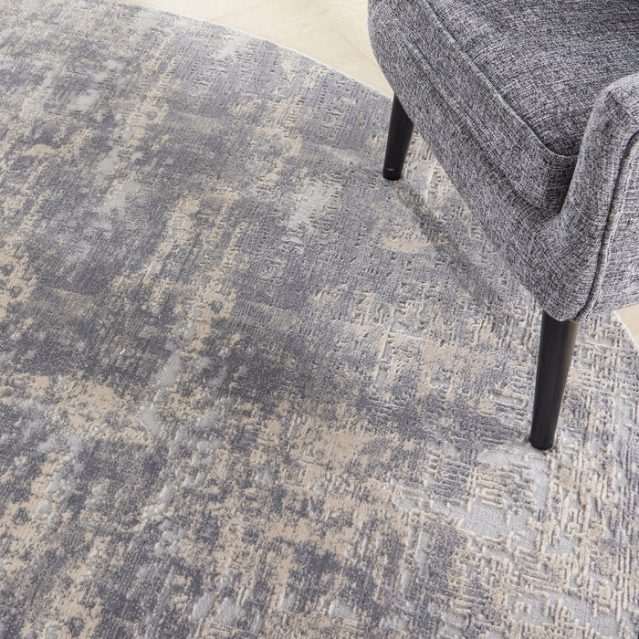 Nourison Rustic Textures RUS01 Ivoorzilveren rond vloerkleed