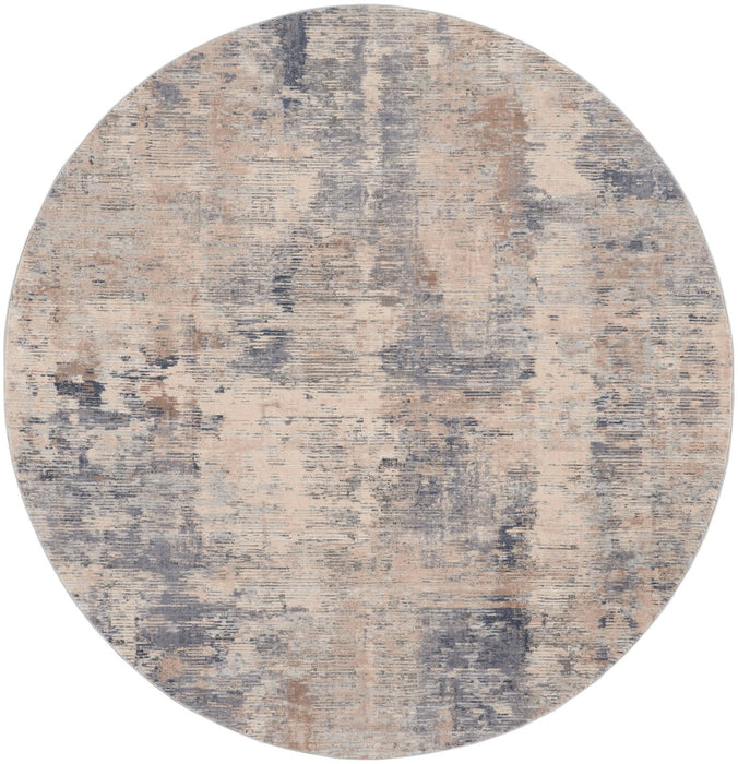 Nourison Rustic Textures RUS05 Beigegrijs rond vloerkleed