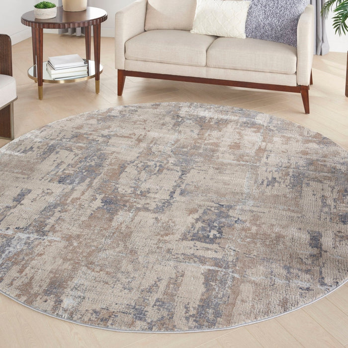 Nourison Rustic Textures RUS06 Beige Grey Round Rug
