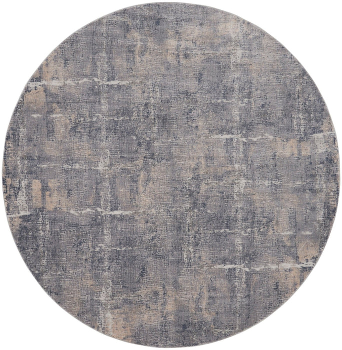 Nourison Rustic Textures RUS06 Grijsbeige rond vloerkleed