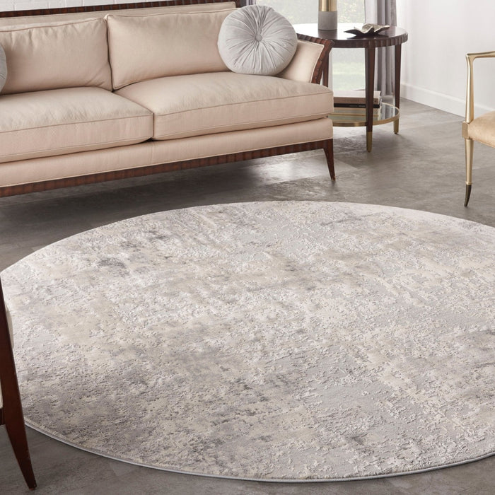 Nourison Rustic Textures RUS07 Grey Beige Round Rug