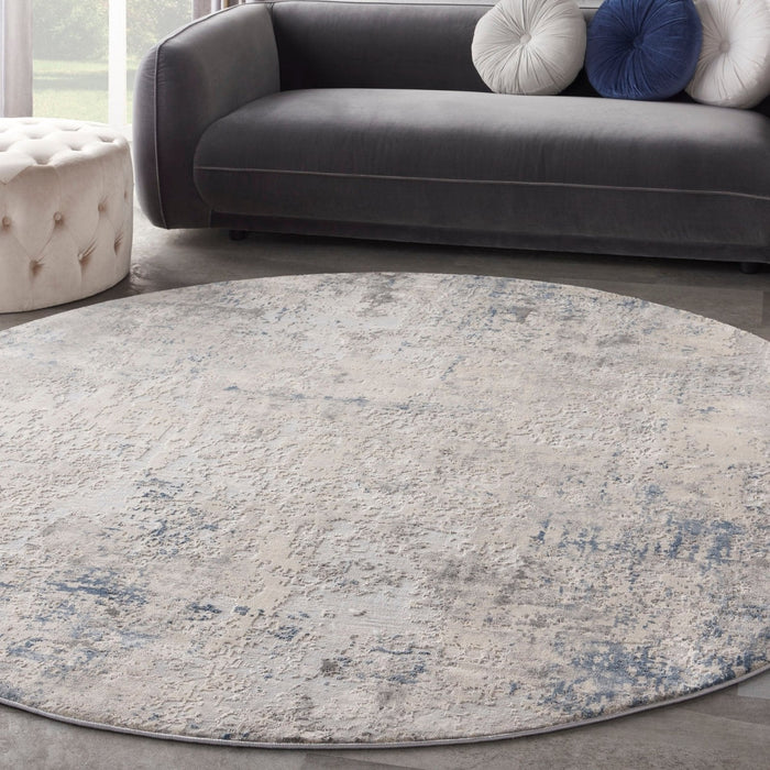 Nourison Rustic Textures RUS07 Tappeto rotondo blu avorio grigio