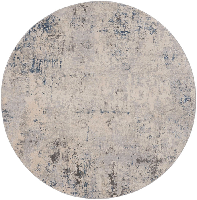 Nourison Rustic Textures RUS07 Tappeto rotondo blu avorio grigio