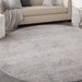 Nourison Rustic Textures RUS09 ivoorkleurig lichtblauw rond vloerkleed