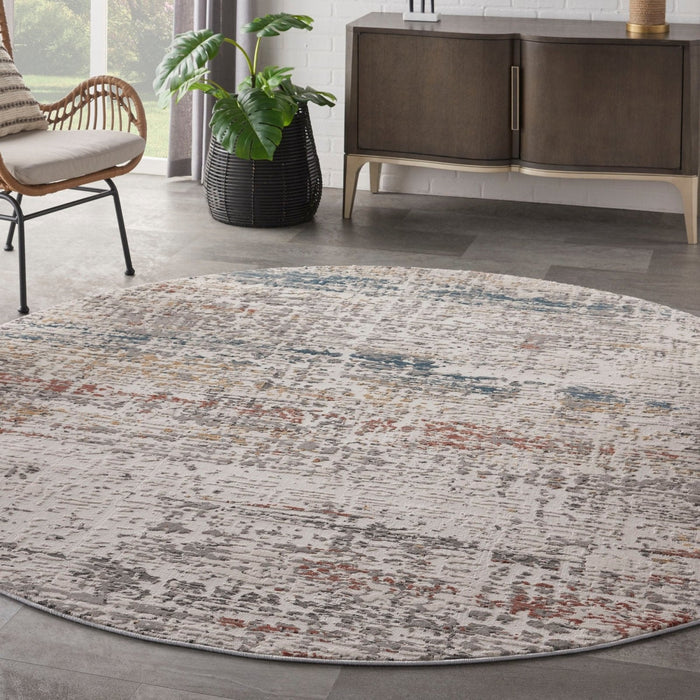 Nourison Rustic Textures RUS14 Vaaleanharmaa Multi Pyöreä matto