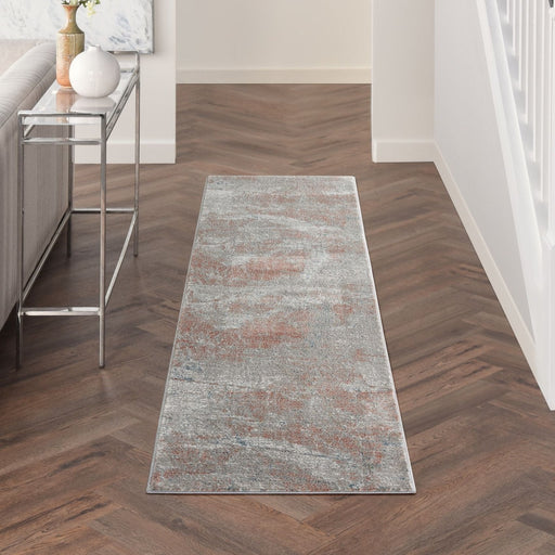 Nourison Rustic Textures RUS15 light Grey Rust Runner Rug