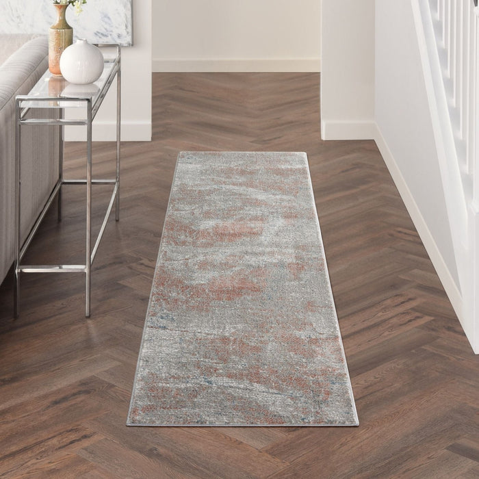 Nourison Rustic Textures RUS15 light Grey Rust Runner Rug