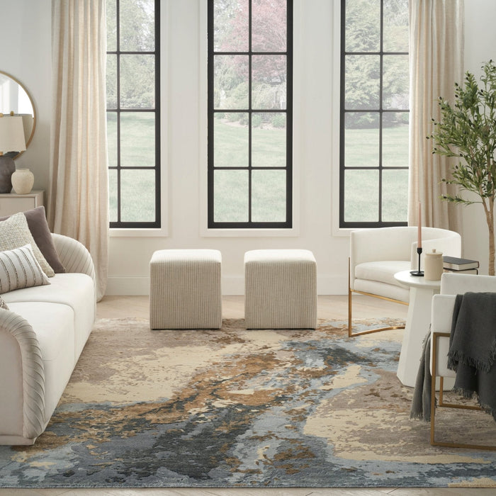 Nourison Silk Shadows SHA23 Beige Blue Rug