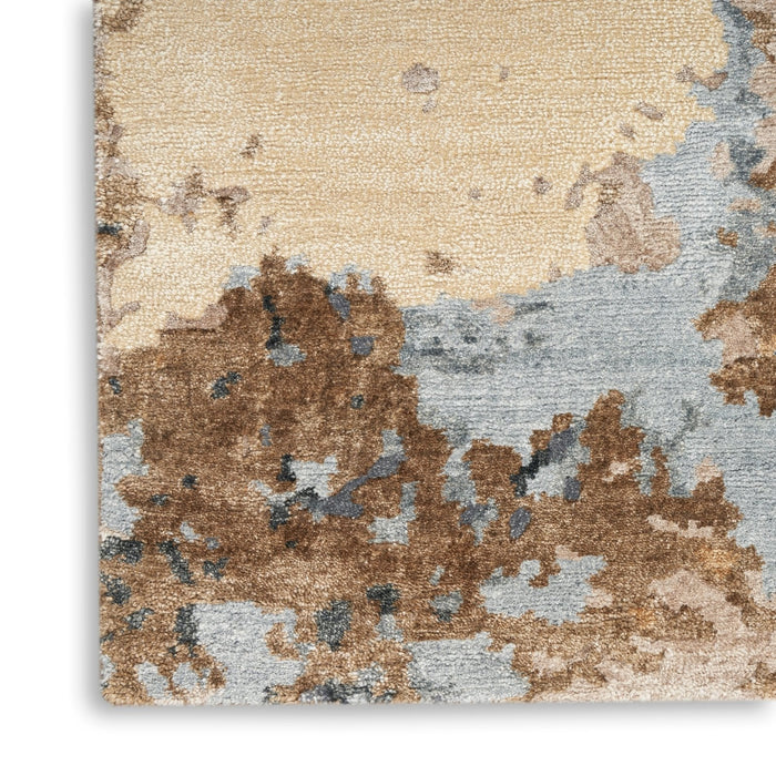 Nourison Silk Shadows SHA23 Beige Blue Runner Rug