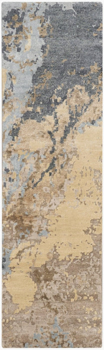 Nourison Silk Shadows SHA23 Beige Blue Runner Rug