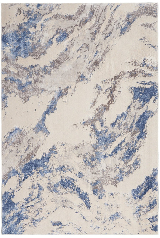 Nourison Silky Textures SLY03 Blue Ivory Grey Rug